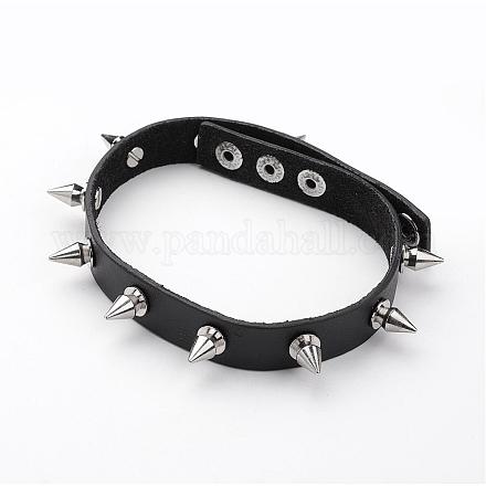 Punk Rock Style Cowhide Leather Choker Necklaces NJEW-D287-07-1