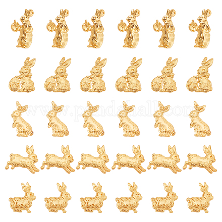 Olycraft 60pcs 5 Stil Ostern Thema Kaninchen Legierung kleine handgemachte Cabochons FIND-OC0001-50-1