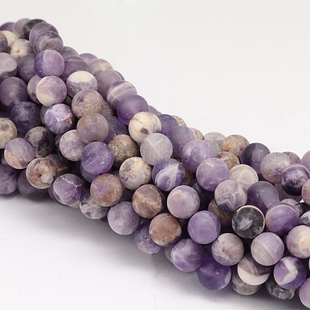 Round Natural Amethyst Bead Strands G-L448-07-8mm-1