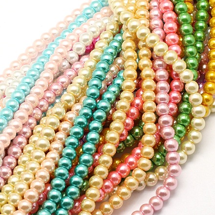 Eco-Friendly Spray Painted Glass Round Bead Strands DGLA-L016-6mm-M2-1