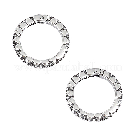 Unicraftale 2 pz porta a molla in acciaio inossidabile anelli argento antico metallo o anelli anello rotondo cavo connettore circolare portachiavi anelli per creazione di gioielli fai da te interno 15mm STAS-UN0048-37-1