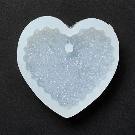 Силиконовые Молды для подвески в форме сердца со встроенными стразами DIY-I090-09-1