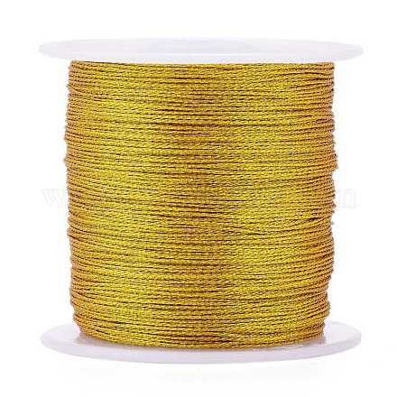 ポリエステル編組メタリック糸  DIYの編みこみのブレスレット作りと刺繡のために  ゴールド  0.4mm  6プライ  約54.68ヤード（50m）/ロール OCOR-I007-B-01-1