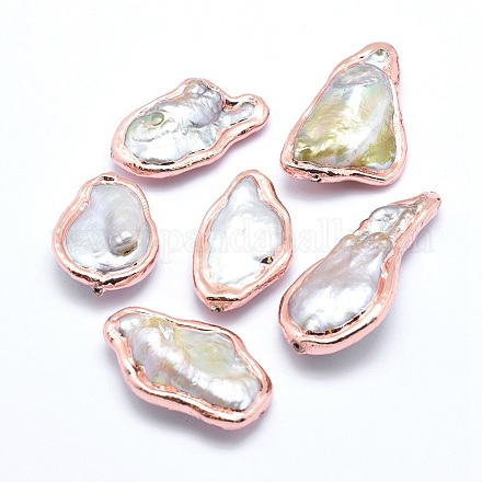 Perlas barrocas naturales perlas cultivadas de agua dulce PEAR-G005-10RG-1