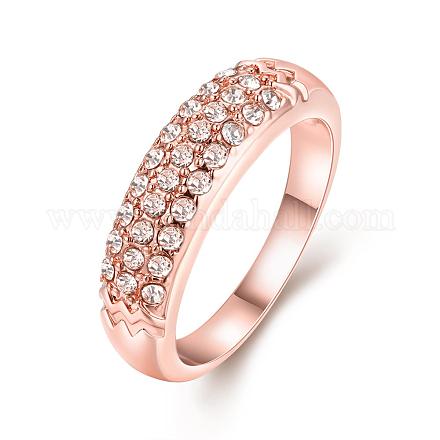 女性のための絶妙な真鍮チェコラインストーンの指輪  ローズゴールド  usサイズ7（17.3mm） RJEW-BB02125-7A-1
