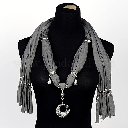 Cloth Pendant Scarf Necklaces NJEW-O088-01E-1