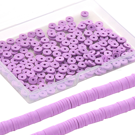SUNNYCLUE 2 Strands 700Pcs+ Purple Clay Bead Clay Heishi Beads 6mm Heishi Bead Bulk Flat Beads Flat Disc Beads Heishi Vinyl Beads Spacer Loose Beads for Jewellery Making DIY Bracelets Necklace Gifts CLAY-SC0001-54C-1