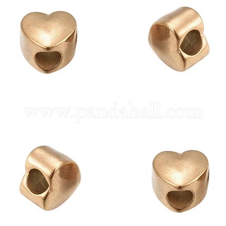 Unicraftale 6 pz 11mm modello di cuore perline europee perline di fascino in acciaio inossidabile perline dorate con foro grande del distanziatore misura braccialetto europeo catena del serpente braccialetto di fascini STAS-UN0003-76G-1