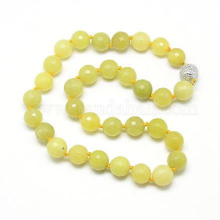Natural Butter Jade Beaded Necklaces G-T015-F04-1