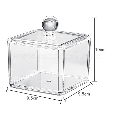 透明なプラスチック製の収納ボックス  綿棒用  綿パッド  ビューティーブレンダー  長方形  透明  9.5x9.5x10cm PW-WG25105-05-1