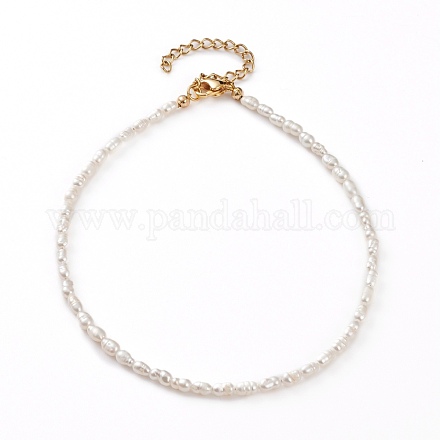Natural Cultured Freshwater Pearl Beaded Anklets AJEW-AN00386-01-1