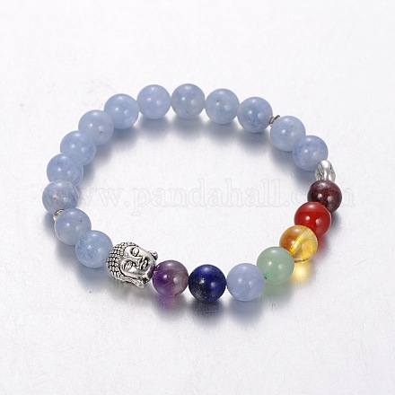 Étirer bijoux bouddhiste multicolores bracelets de pierres précieuses de chakra BJEW-JB01687-02-1