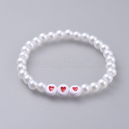 Bracciali per bambini in acrilico stretch imitato perla BJEW-JB04576-1