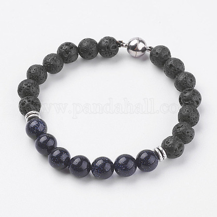 Natural Lava Rock Beads Stretch Bracelets BJEW-I241-13L-1