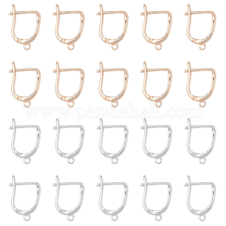SUPERFINDINGS 20pcs Hypoallergenic Earring Hooks Sliver Golden Brass Hoop Earrings with Open Loop for Jewelry Making 17x13mm KK-FH0001-14-1
