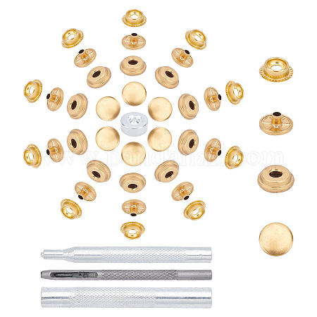 12set Leather Snap Fasteners Kit,15mm Brass Button Snaps Press