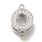 Brass Twister Clasps, Micro Pave Clear Cubic Zirconia, Ring, Platinum, 18x12.5x7.5mm, Hole: 1.2mm, Inner Diameter: 6mm