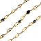 304 Stainless Steel Dapped Chains, with Enamel, Soldered, with Spool, Real 18K Gold Plated, Black, 2mm