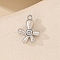Metal Micro Pave Cubic Zirconia Pendants, Flower Charms, Platinum, 10.4x12mm