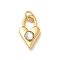 Ion Plating(IP) 304 Stainless Steel with Rhinestone Pendants, with Jump Ring, Real 14K Gold Plated, Heart Lock Charm, Crystal, 20x11.5x6mm, Hole: 5x3mm