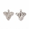 Brass Micro Pave Cubic Zirconia Connector Charms, Bees, Platinum, 19.5x17x3.5mm, Hole: 1.5mm