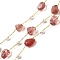 Handmade Natural Strawberry Quartz Nuggest Beaded Chains, Soldered, with ABS Plastic Beads and Rack Plating Brass Findings, Long-Lasting Plated, Lead Free & Cadmium Free, with Spool, Real 18K Gold Plated, 4~7x6~12x3~5mm