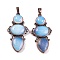 Opalite Pendants, Rack Plating Brass Flower Charms, Cadmium Free & Lead Free, Red Copper, 47x24x6.5mm, Hole: 7.5x5mm