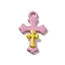 Spray Painted Aloy Pendant,  Cross, Pearl Pink, 22.5x13.5x2.5mm, Hole: 1.8mm