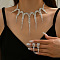 Octopus Alloy Rhinestone Pendant Necklaces & Stud Dangle Earrings Sets, Silver, Crystal, 300mm