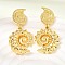 Brass Dangle Stud Earrings, Conch, Rack Plating, Long-Lasting Plated, Cadmium Free & Lead Free, Real 18K Gold Plated, 38.5x19.5mm