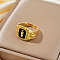 Brass Micro Pave Cubic Zirconia Finger Rings, Virgin Mary, with Enamel, Golden, Black, 14mm, Inner Diameter: 18mm