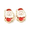 Christmas Brass Enamel Beads, Lead Free & Cadmium Free, Long-Lasting Plated, Real 18K Gold Plated, Rack Plating, Santa Claus, 14.5x10x5mm, Hole: 2mm
