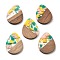 Resin and Walnut Pendants, Teardrop, Yellow, 35.5x26x3mm, Hole: 2mm