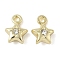 Alloy Rhinestone Pendants, Star Charms, Rack Plating, Golden, 9x6.5x3.5mm, Hole: 1.2mm