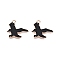 Halloween Theme Alloy Enamel Pendants, Cadmium Free & Lead Free, Light Gold, Bird, 21x22.5x1.5mm, Hole: 1.8mm