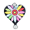Alloy Enamel Connector Charms, Heart-Shaped Links with Flower Pattern, Platinum, Colorful, 20x16mm