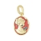 Brass Enamel Pendants, with  Brass Micro Pave Cubic Zirconia Clasp, Oval with Women Pattern, Red, 25.5x19x4mm, Hole: 8x4.5mm