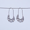 Moon U-shaped Brass Hoop Earrings, with Cubic Zirconia, Platinum, 35.7x15.5mm