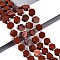 Natural Red Jasper Beads Strands, Hexagon, with Seed Beads, 8~10x8~10x4~5mm, Hole: 0.9~1mm, about 34~38pcs/strand, 15.35~15.94''(39~40.5cm)