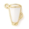 Brass Pendants, with Enamel, Lead Free & Cadmium Free, Long-Lasting Plated, Cup Charm, Real 18K Gold Plated, White, 16x12x4.5mm, Hole: 1.6mm