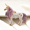 Zinc Alloy Keychain, with Rhinestone and Enamel, Unicorn, Slate Blue, Pendant: 70x80mm