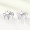 Brass Enamel Stud Earrings, Flower, with ABS Plastic Pearl, Cadmium Free & Lead Free, Rack Plating, Long-Lasting Plated, Platinum, 19.5x18.5mm
