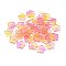 Transparent Glass Beads, Flower, Two Tone, Colorful, 12x13x3mm, Hole: 1.2mm