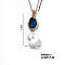 Brass Pave Rhinestone & Imitation Pearl Round Pendnat Shiny Women's Necklaces for Women, Golden, Marine Blue, 15.75 inch(40cm)