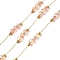 316 Surgical Stainless Steel Ball Chains, with Glass and 304 Stainless Steel Beads, Soldered, with Spool, Real 18K Gold Plated, Misty Rose, 2.5x1x0.2mm