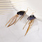 Bohemian Style Feather Dangle Earrings, Golden, BurlyWood, 142mm
