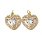 Brass Micro Pave Cubic Zirconia Pendants, Rack Plating, Heart, Lead Free & Cadmium Free, Long-Lasting Plated, with Jump Ring, Real 18K Gold Plated, 15x14x4mm, Hole: 3.6mm