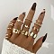 13Pcs Alloy Finger Rings, Butterfly/Heart, Golden, Inner Diameter: 16~19mm