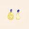 Easter Acrylic Dangle Stud Earrings, Rabbit & Egg, Left and Right, Yellow, 47x26mm