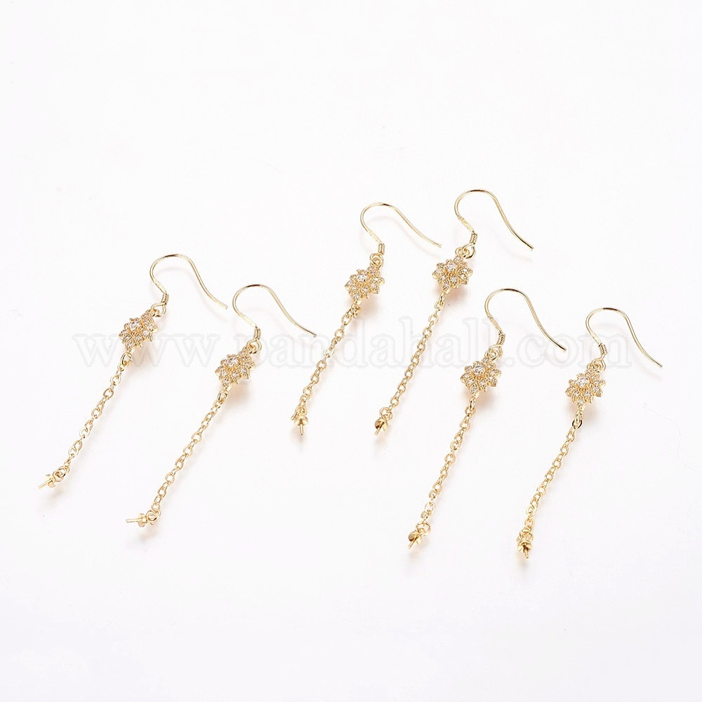 Wholesale Brass Cubic Zirconia Dangle Earrings Findings